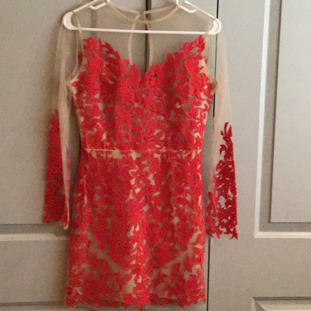 GB Red Dress with Nude Illusion